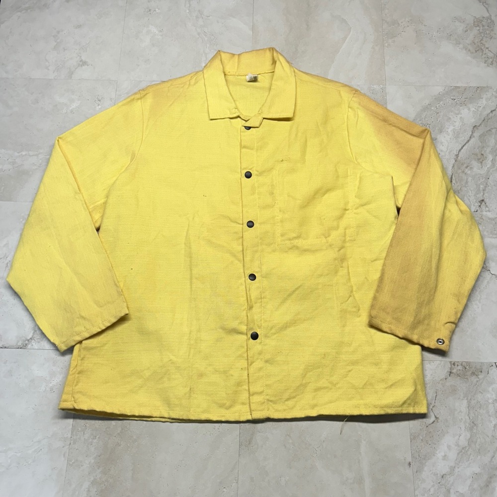 Magid Welding Jacket Yellow Mens XL Heavy Duty Twill Snap Front Industrial Work